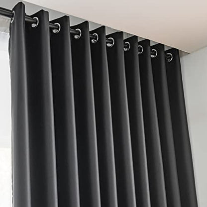 Windows Black Blackout Curtains 63 inches Long 2 Panels Set Grommet Blackout Drapes Energy Saving Noise Reducing Thermal Insulated for Bedroom Living Room Nursery - color: Black, size: 42"W x 63"L (Pack of 2)