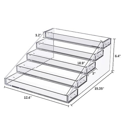 PMMASTO Widen Tiered Spice Rack, Seasoning Organizer, Clear Acrylic Vertical Shelves Can Organizer for Countertop, Cabinet, Pantry, Kitchen Organization and Storage - 5 Tier - size: Widen 5 Tier - inner width 3''
