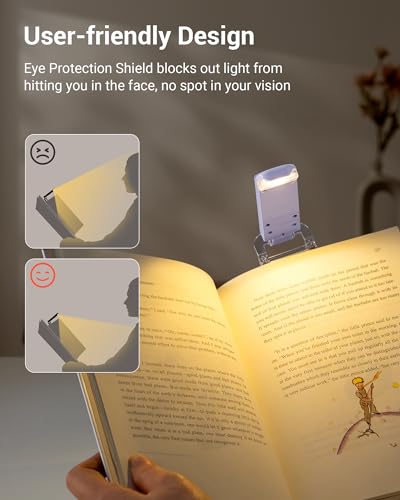 DEWENWILS USB Rechargeable LED Book Light for Reading in Bed (Purple) | 2-Level Eye Protection Brightness, Flexible Lighting Angle, Warm White, Portable Bookmark Lights for Kids, Book Lovers - color: Purple
