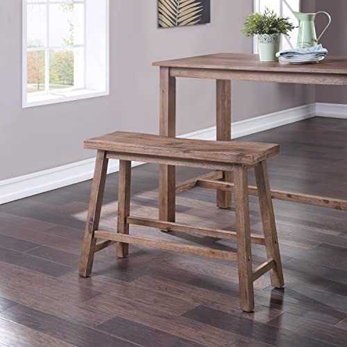 Boraam Sonoma Saddle Bench, 24-Inch, Barnwood Wire-Brush, Model:75025 - color: Barnwood Wire-brush Finish