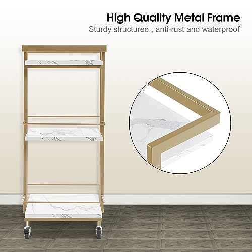 BarberPub Salon Trolley Cart on Wheels, 3-Tier Metal Utility Cart 2033 - color: White