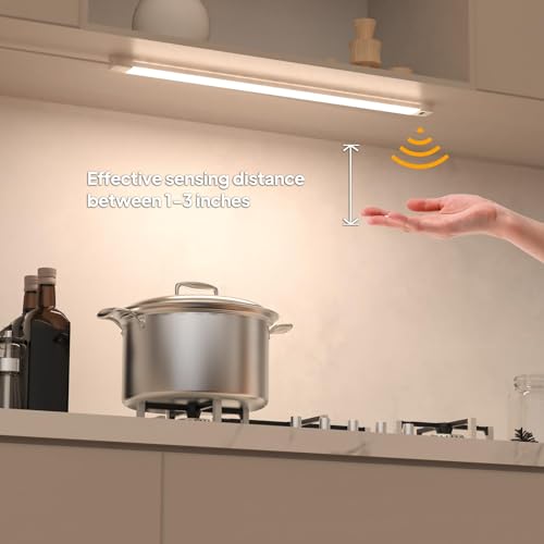 MYPLUS 16 Inch Under Cabinet Lights with Hand Wave, Under Counter Lighting 4000K Natural White,Dimmable,Plug and Play,LED Lights for Kitchen Cabinet, Cupboard, Closet, Desk - color: 4000K-Natural White, size: 16inch-1Pack