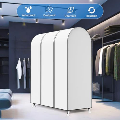 Zilink Garment Rack Cover Clothes Rack Cover Wardrobe Cover 50 in, White | Dustproof, Breathable, 2 Durable Zippers, Garment Bags Protector for Garment Rack (Rack Not Included) - size: 50"L x 20"W x 60"H - White