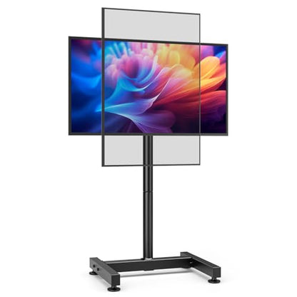 TV Floor Stand for 13-50 inch Screens Holds up to 77lbs, Tilting and Height Adjustable Monitor Floor Stand Mount,Tall Standing TV Stand for Bedroom, Dorm Room, Office, Max VESA 200x200mm - size: 13"-50" Mobile TV Stand