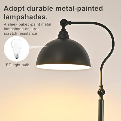Bright Reading Floor Lamp with Remote and Bluetooth Dimming | Adjustable Brightness and Color temperature, Matte Black Iron Lampshade,Modern Retro Living Room Bedroom Office Standing Lamp - color: Black Remote Dimming