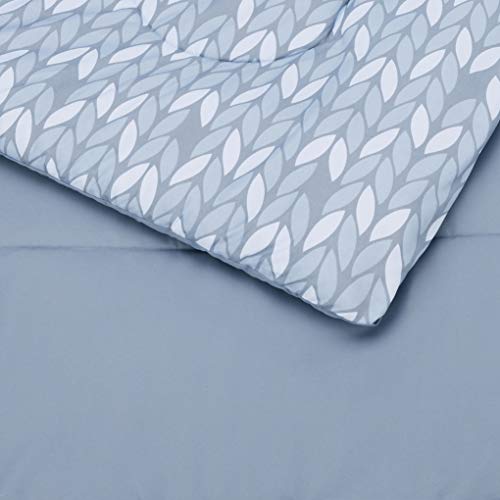 Amazon Basics Twin/Twin XL Comforter Bedding Set with Printed Sheets, 5-Piece, Gray Leaf, Lightweight Microfiber Bed-in-a-Bag, Machine Washable - color: Gray Leaf, size: Twin/Twin XL, style: 1-Pack
