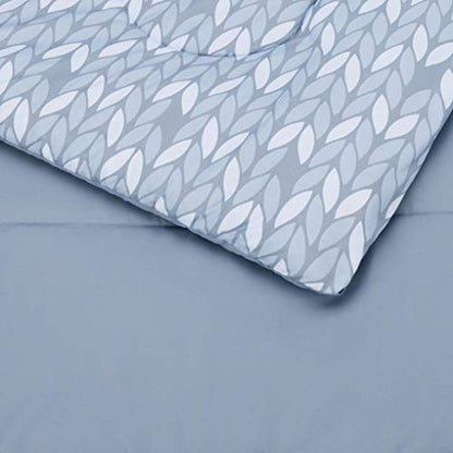 Amazon Basics Twin/Twin XL Comforter Bedding Set with Printed Sheets, 5-Piece, Gray Leaf, Lightweight Microfiber Bed-in-a-Bag, Machine Washable - color: Gray Leaf, size: Twin/Twin XL, style: 1-Pack