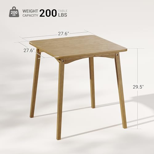 Bamboo Dining Table, Small Kitchen Table for 2, 27.6" Square Dining Tables for Small Space, Easy Assembly, Dinner Table for Dining Room, Living Room, Kitchen, Office(Brown) - color: Brown
