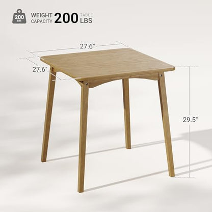 Bamboo Dining Table, Small Kitchen Table for 2, 27.6" Square Dining Tables for Small Space, Easy Assembly, Dinner Table for Dining Room, Living Room, Kitchen, Office(Brown) - color: Brown