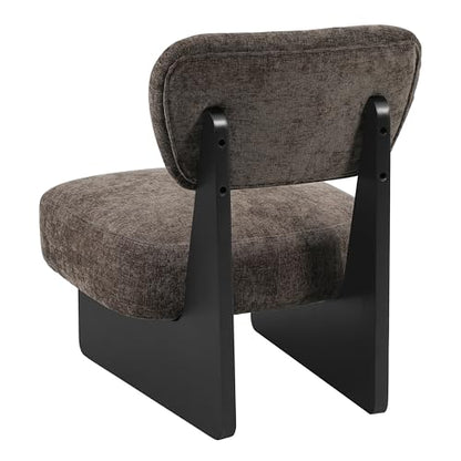 Christopher Knight Home Mores Low Profile Accent Chair Set of 2, Modern Living Room Armless Lounge Chair, Fabric Comfy Reading Chair for Bedroom, Wooden Frame and Thick Padded Seat, Black+Dark Brown - color: Black+dark Brown