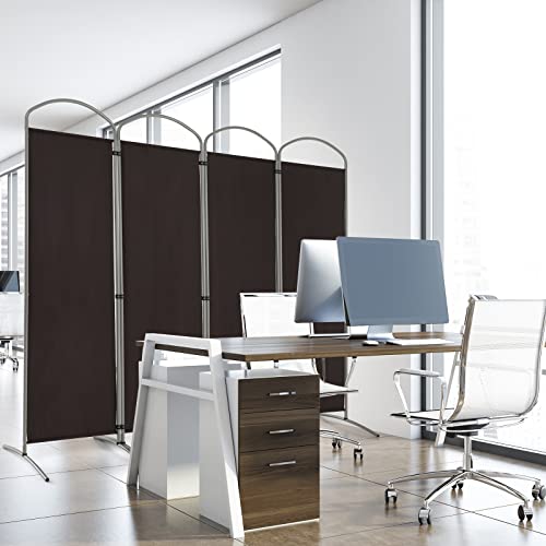 Giantex 1.8m(6.2피트) 접이식 4패널 룸 디바이더 브라운 - 221cm(87인치) 너비의 독립형 접이식 패브릭 프라이버시 스크린, 경량 휴대용 파티션 벽 칸막이 및 분리기, 홈 오피스, 아파트, 스튜디오용 - color: 브라운., size: 4-Panel