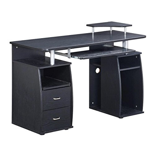 Techni Mobili 47" Computer Desk w/Drawers,Storage & Printer Shelf,Espresso | 47" desk with drawers, printer shelf, pull‑out keyboard tray, open storage, sturdy frame, spacious workstation home office