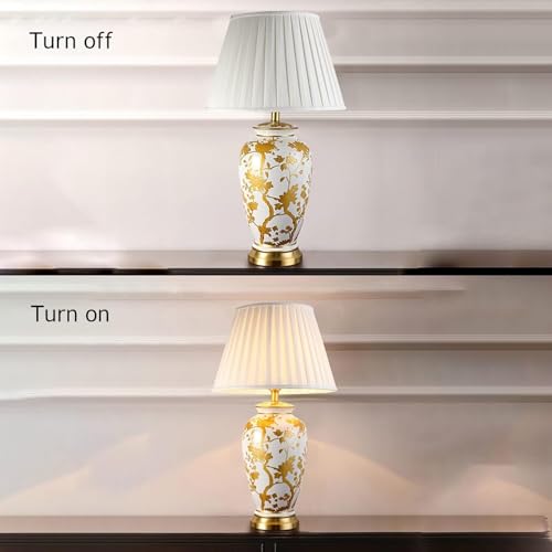 Ceramic Table Lamp for Desk and Bedside Living Room Home Office Decor Modern Minimalist Accent Lighting Study