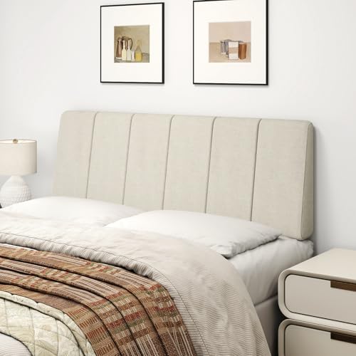 Full Size Headboard Only-No Assembly Required, Beige | Easy to use no assembly required, Linen fabric and extra-thick foam for added comfort, Modern style headboard full size - color: Beige, size: Full