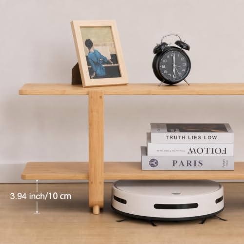 HollyHOME Bamboo TV Stand with Storage for TVs up to 65'', Modern Entertainment Center with 2 Open Shelf, Accent TV Media Console Table for Living Room, Bedroom, 55"(L), Burlywood - color: Burlywood