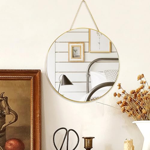 YCHMIR 11.8-inch Small Round Wall Mirror, Gold Bathroom Mirror - color: Gold
