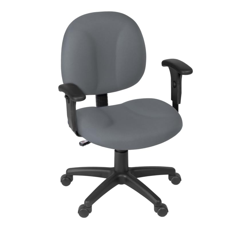 Romig Comfort Series Swivel Fabric Computer Task Chair with Adjustable Arms - Grey