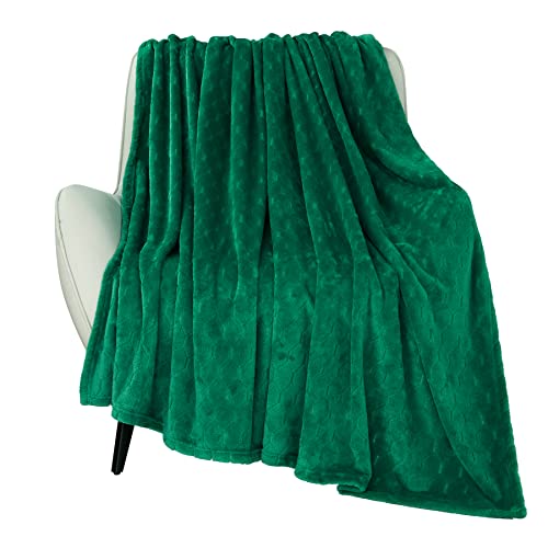 Fleece Blanket Super Soft Cozy Throw Blanket 50" x 60", Lightweight Fuzzy Comfy Textured Flannel Blanket Warm Plush Throw Blankets for Couch, Sofa, Bed, Emerald - color: Emerald, size: Throw-50" x 60"