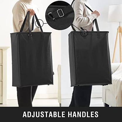 45L Slim Laundry Hamper with Adjustable Long Handles & Mesh Top, Black | Small Laundry Baskets with Mesh Top, Narrow Dirty Clothes Hamper for Bedroom, Closet, and Bathroom - color: Black, size: 45L