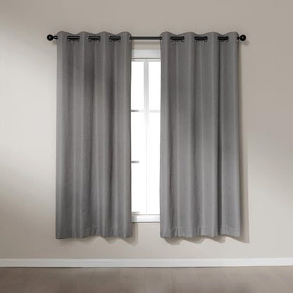 Amazon Basics Faux Linen Blackout Curtains for Bedroom and Living Room, 2-Piece Set with Grommets, 42" W x 72" L, Grey - color: Grey, size: 42"W x 72"L (Pack of 2)