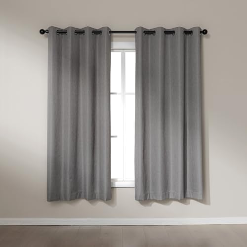 Amazon Basics Faux Linen Blackout Curtains for Bedroom and Living Room, 2-Piece Set with Grommets, 42" W x 72" L, Grey - color: Grey, size: 42"W x 72"L (Pack of 2)
