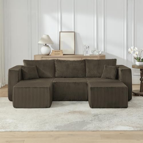 Geelife Compact Modular Sectional Sofa with Minimalist Style and Space-Saving Design - Brown