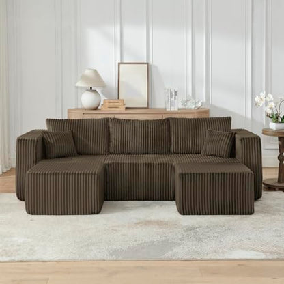 Geelife Compact Modular Sectional Sofa with Minimalist Style and Space-Saving Design - Brown