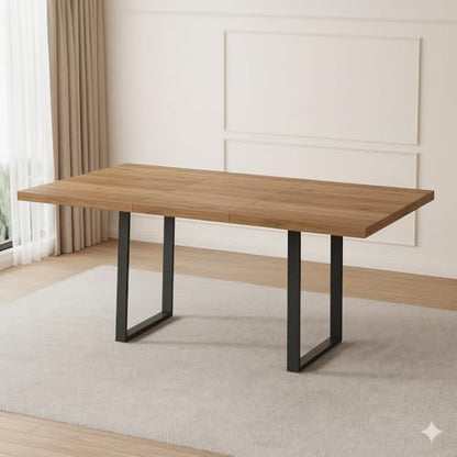 Mid-Century Extendable Dining Table Set, 51"-67", 6 Upholstered Chairs - color: Walnut Table-a, size: 51"-67"