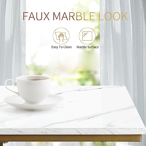 Possile C Shaped End Table Set of 2, Small Side Table for Sofa and Bed, Couch Tables That Slide Under, Snack Side Table for Living Room, Bedroom, White Faux Marble and Gold - color: Gold