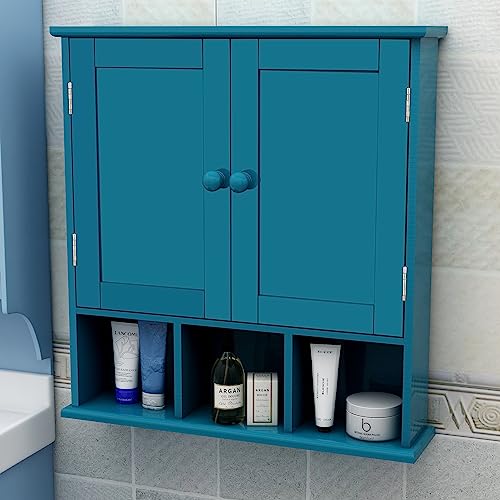 TaoHFE Turquoise Bathroom Cabinet,Bathroom Wall Cabinet with 2 Door | Adjustable Shelves,Over The Toilet Storage Cabinet,blue Bathrooms Cabinet Wall Mounted,Medicine Cabinets for Laundry - color: Turquoise