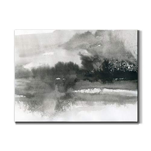 Renditions Gallery Canvas Nature Wall Art Modern Paintings & Prints Decorations Vintage Misty Horror Forest Black & White Wall Hanging Artwork for Bedroom Home Office Kitchen - 8"x12" LT10 - color: Black Points, size: 12"L x 8"W