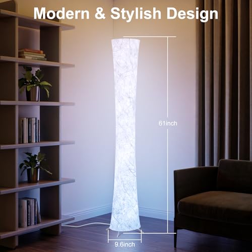WORLD WIN LED Floor Lamp for Living Room, 61'' Modern Floor Lamp with 3 Color Temperature Light, APP & Remote Control, Timer Setting, Dimmable Standing Corner Lamps for Bedroom, Office - style: Round Lamp