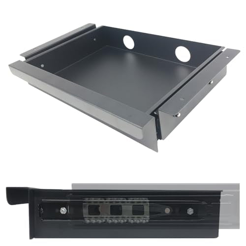 Under Desk Mounted Sliding Pull-out Drawer, W 15.3" x D 8.8" | Storage Organizer for Sit Stand Workstation, Metal, Black (Medium) - size: 1TierMedium