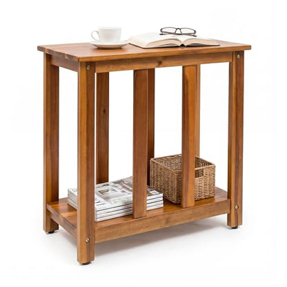 ENKEZI Narrow End Table with Shelf – Slim Side Table, Nightstand for Small Spaces, Bedroom, Living Room, Balcony or Outdoor Use (Minimalist III) - style: Minimalist III