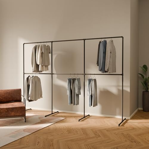 pamo Large Clothing Rack Black – 114" W x 76" H, 309 lbs Load Capacity | Free Standing Clothes Rack Powder Coated Closet Organizer, Heavy Duty, Scratch-Resistant, Double Rail, Easy Assembly - size: 3 Standard