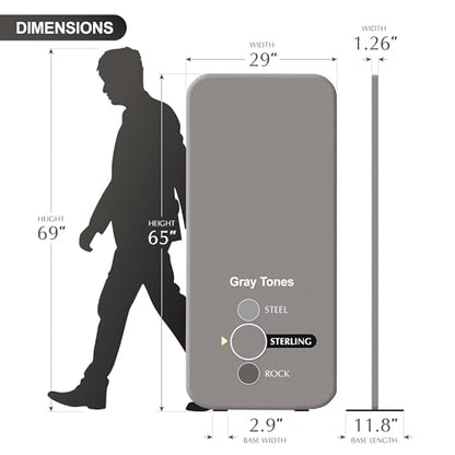 DECOLAB Standing Wall Room Dividers, Portable Partition, 29"x65", Sterling | Room Separation. For Studio, Home Office, Bedroom, Classroom, Healthcare. Scratch Resistance. No Drill. - color: Sterling