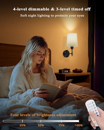 Battery Operated Wall Sconces Set of 2, Wireless Rechargeable Dimmable Wall Light with 5600mAh RGB Bulb and Remote for Bedroom, Living Room, Hallway, Black, 13.5in - color: Black, size: 13.5 Inch Set of 2