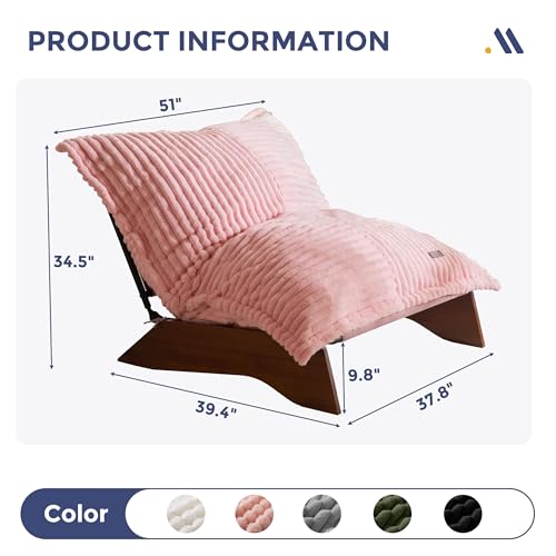 MAXYOYO Adjustable Living Room Chair, 3-Position Bean Bag Chair with Frame | Upholstered Accent Chair with Frame, Removable Cushion, Soft Reclining Lounge for Bedroom, Apartment, Office, Pink - color: Striped Cross Pink