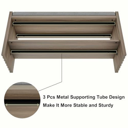 Shoe Storage Bench Bedroom, Entryway Bench with Cushion, Ottoman Benches for Living Room Hallway Entry (Greige Oak, 40 Inch Wide) - color: Greige Oak