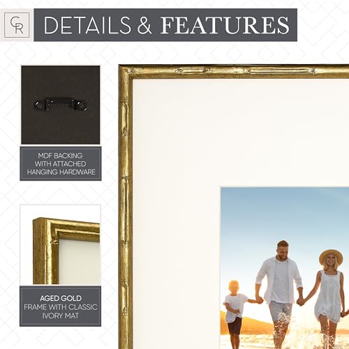 Arcadia Gallery Wall Frame Set, 16x20 and 16x16 Inch Matted Frames, 8 Piece, Antique Gold - color: Gold