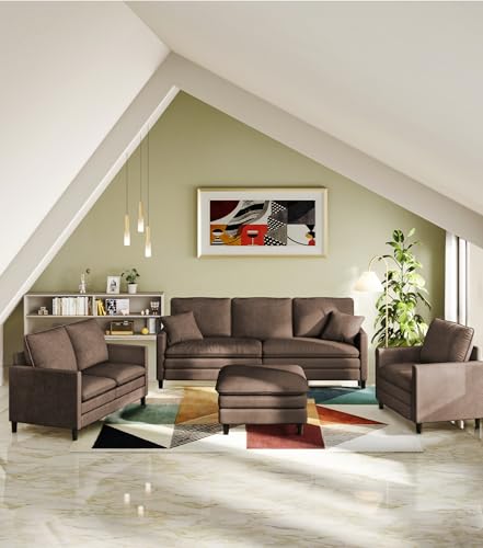 Welzona 3-Layers Cloud Loveseat Sofa, 51" Small Couch, Teddy Small Sofa | Comfy Teddy Fabric, Washable Covers, Tool-Free Setup, All-wood Futon Couch for Living Room, Bedroom, Small Spaces, Brown - color: Brown, size: cloud loveseat