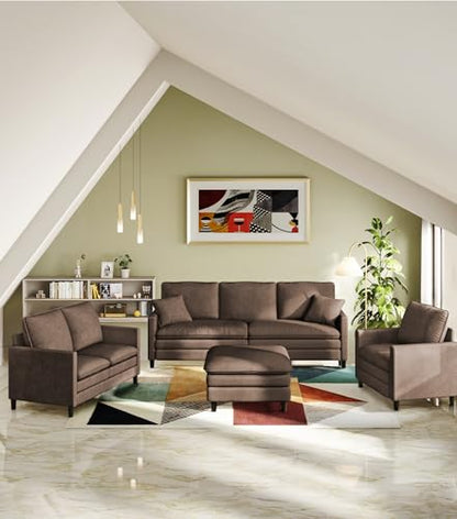 Welzona 3-Layers Cloud Loveseat Sofa, 51" Small Couch, Teddy Small Sofa | Comfy Teddy Fabric, Washable Covers, Tool-Free Setup, All-wood Futon Couch for Living Room, Bedroom, Small Spaces, Brown - color: Brown, size: cloud loveseat