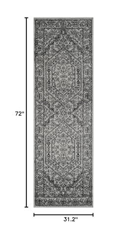 SAFAVIEH Adirondack Collection Runner Rug - 2'6" x 6', Silver & Black, Oriental Medallion Design, Non-Shedding & Easy to Clean, Ideal for Ideal for Hallway, Foyer, Kitchen, Entryway, Bedroom (ADR108A) - color: Silver/Black, size: 2'6" x 6' (Runner)