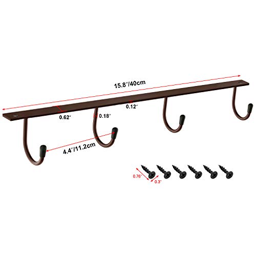 MOCOUM Under Cabinet Coffee Cup Holder, Brown Metal Rack - Mug & Coffee Cup Organizer, Kitchen Utensil Display (3) - color: Brown