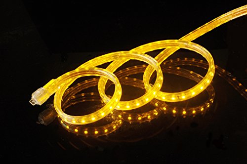 UL Listed, 13 Feet,Super Bright 3600 Lumen, Yellow, Dimmable, 110-120V AC Flexible Flat LED Strip Rope Light, Commercial Grade, Indoor Outdoor use, Ready to plug n shine - color: Yellow