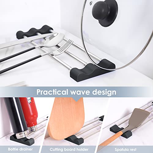Tomorotec Adjustable Over-The-Sink Kitchen Rack, BPA-Free, Black | Holds 16.5 Lbs; For Dishcloths, Sponges, and Brushes - Heat-Resistant Stainless Steel with Slim, Expandable Design - color: Black