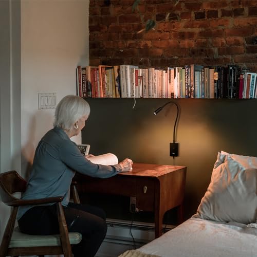 ENUOTEK LED Wall Mounted Bedside Lamp with Flexible Gooseneck, Remote Control Black Wall Mount LED Reading Spot Light for Bedroom, Timer Auto Off, Stepless and Step Dimmable, Neutral White Lighting - color: Black