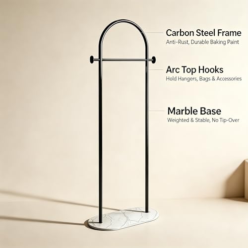 Freestanding Clothing Rack with Heavy White Base, Modern Black Arch Garment Rack for Small Spaces, Sturdy Metal Coat Rack for Bedroom, Closet, Entryway - color: A12
