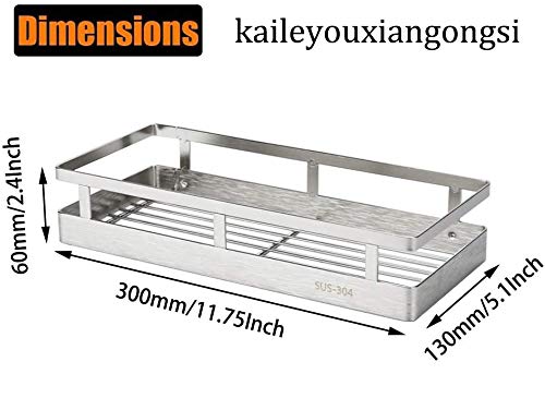 SUS304 Stainless steel Wall Mount Spice Rack Storage Basket - Seasoning Container, Kitchen Spice Organizer -Kitchen Seasoning Hanging Rack - Bathroom Shelf (Silver) - size: 11.8Inch 1PC