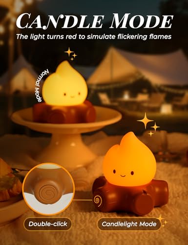WANIDEA Campfire Night Light for Camping, Rechargeable Night Light (3Pack) | Dimmable, Portable, Bedroom Decor, Table Light, Camping Decor, Soft Night Light for Kids, Cute Campfire Lamp - color: 3 Pack Basic Model